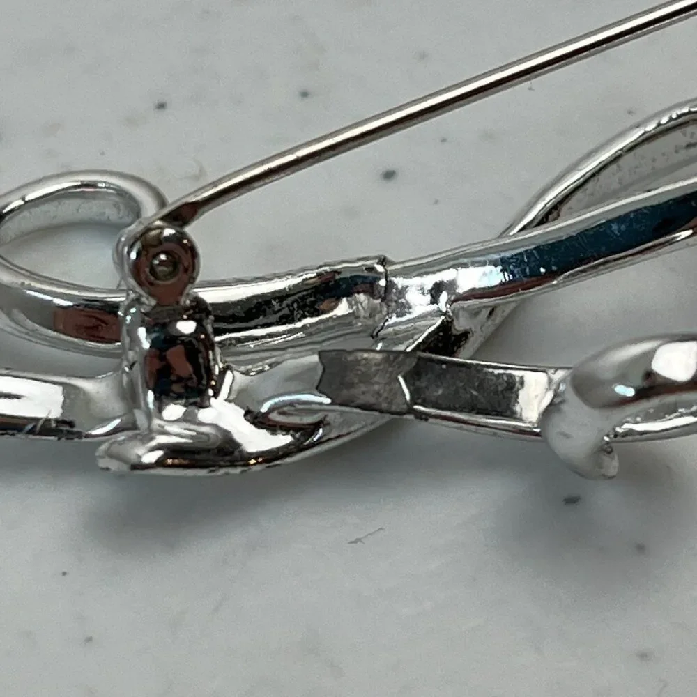 Vintage Estate Silver Tone H Brooch Initial Letter H Name Gift